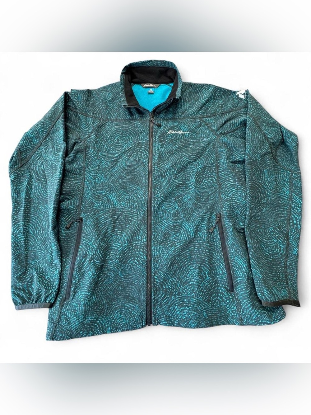Eddie Bauer Men’s Teal Patterned Zip Windbreaker